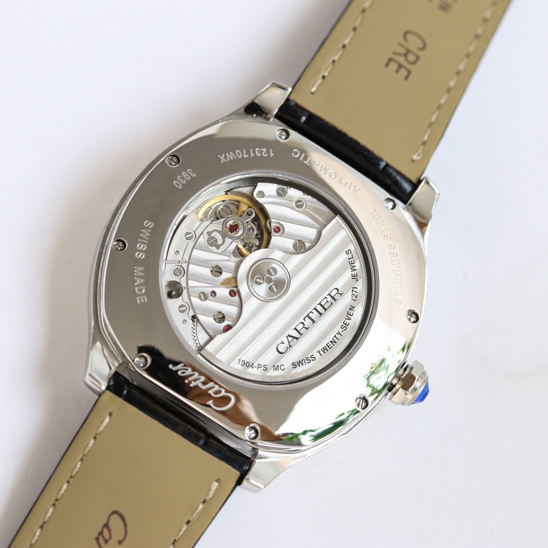 904L Silver -Silver White- Black Leather - Automatic - 40*41mm