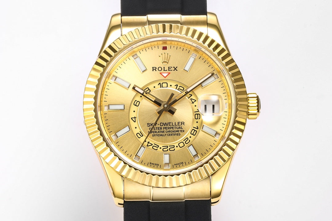 Rolex Yacht-Master 42, yellow gold on Oysterflex
