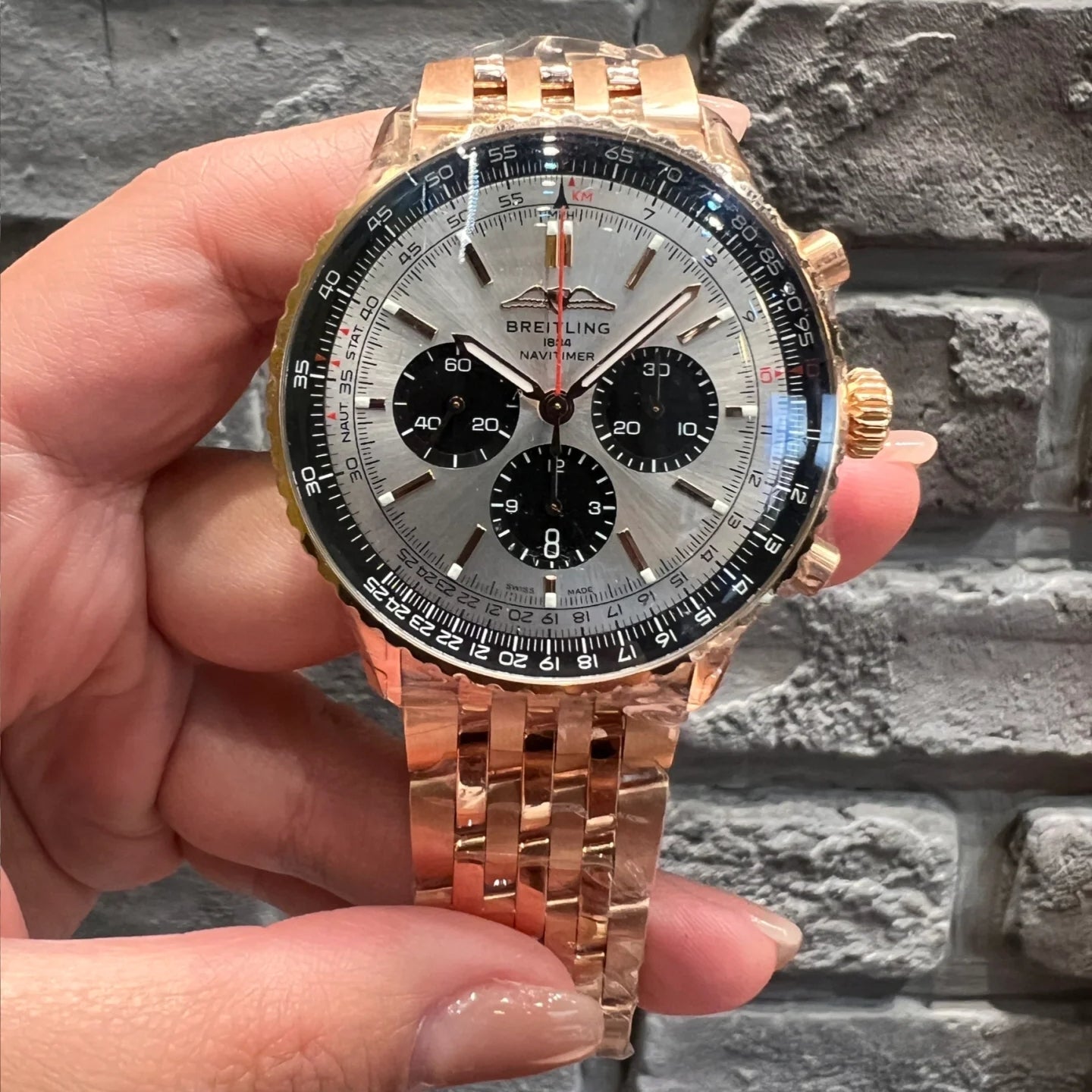 Chronograph -Silver Black- Rosegold 316L Steel - Automatic - 43mm
