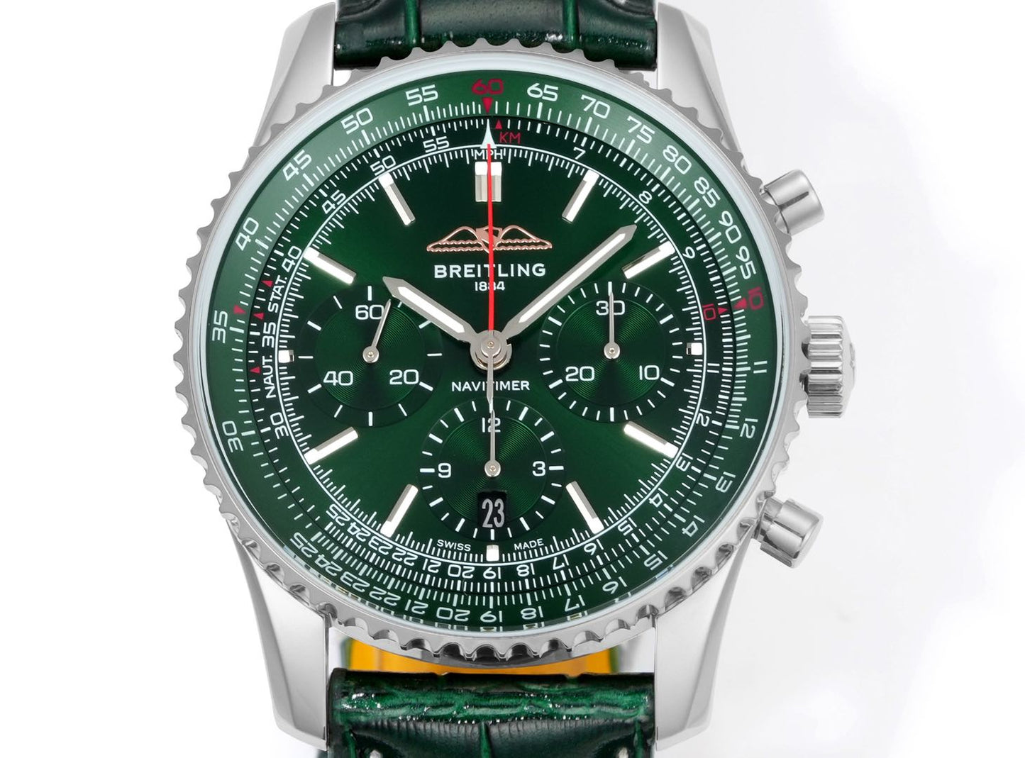 Chronograph - White bezel - Green - N-Timer - Green Leather - Automatic - 43mm