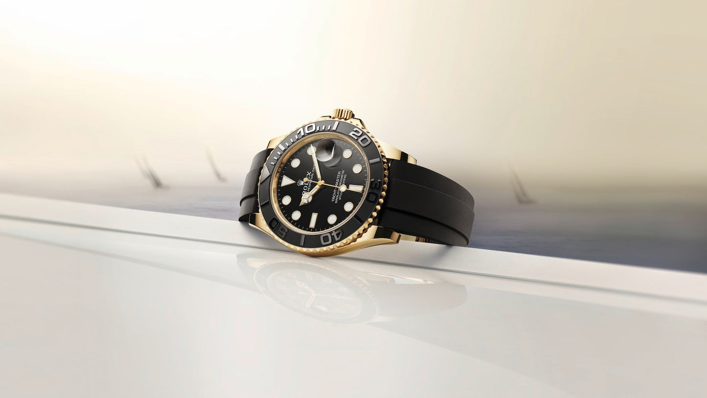 Rolex Yacht-Master 42, yellow gold on Oysterflex