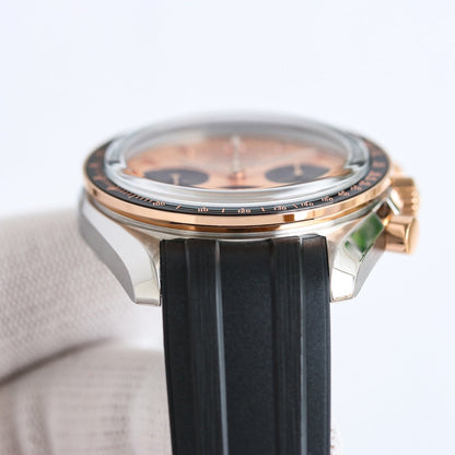 Chronograph -Rosegold- Black Silver - Black Rubber- Automatic - 42mm