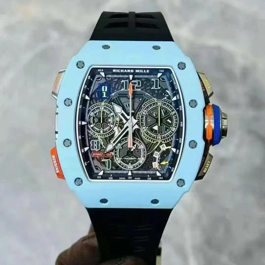 Baby Blue Ceramic- Black Rubber - Automatic - 40*51mm