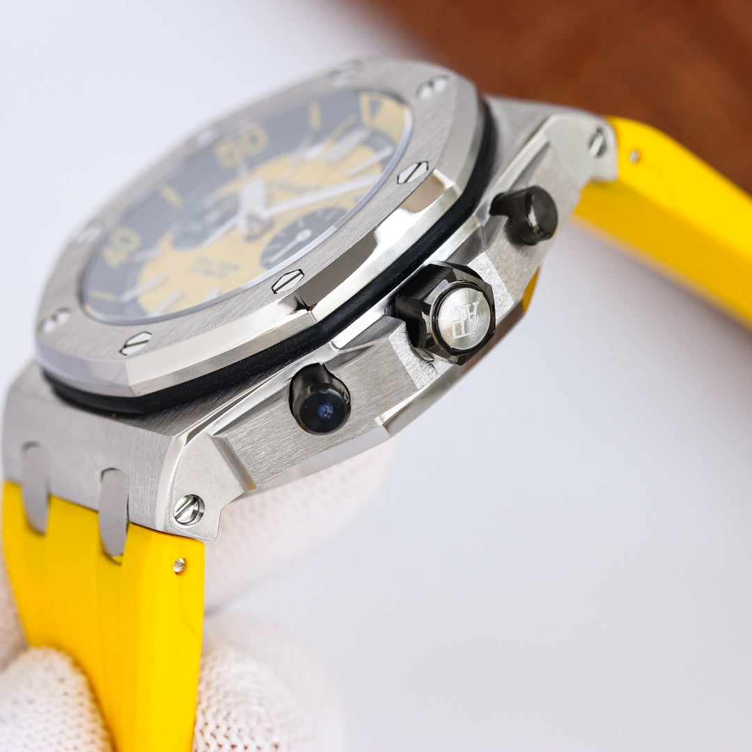 TOP! - 316L Steel - Yellow rubber - Automatic - 42mm