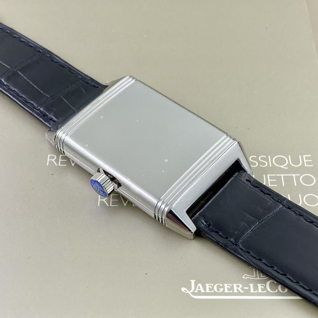 White Silver - Black Leather - Manual winding - 45*27mm