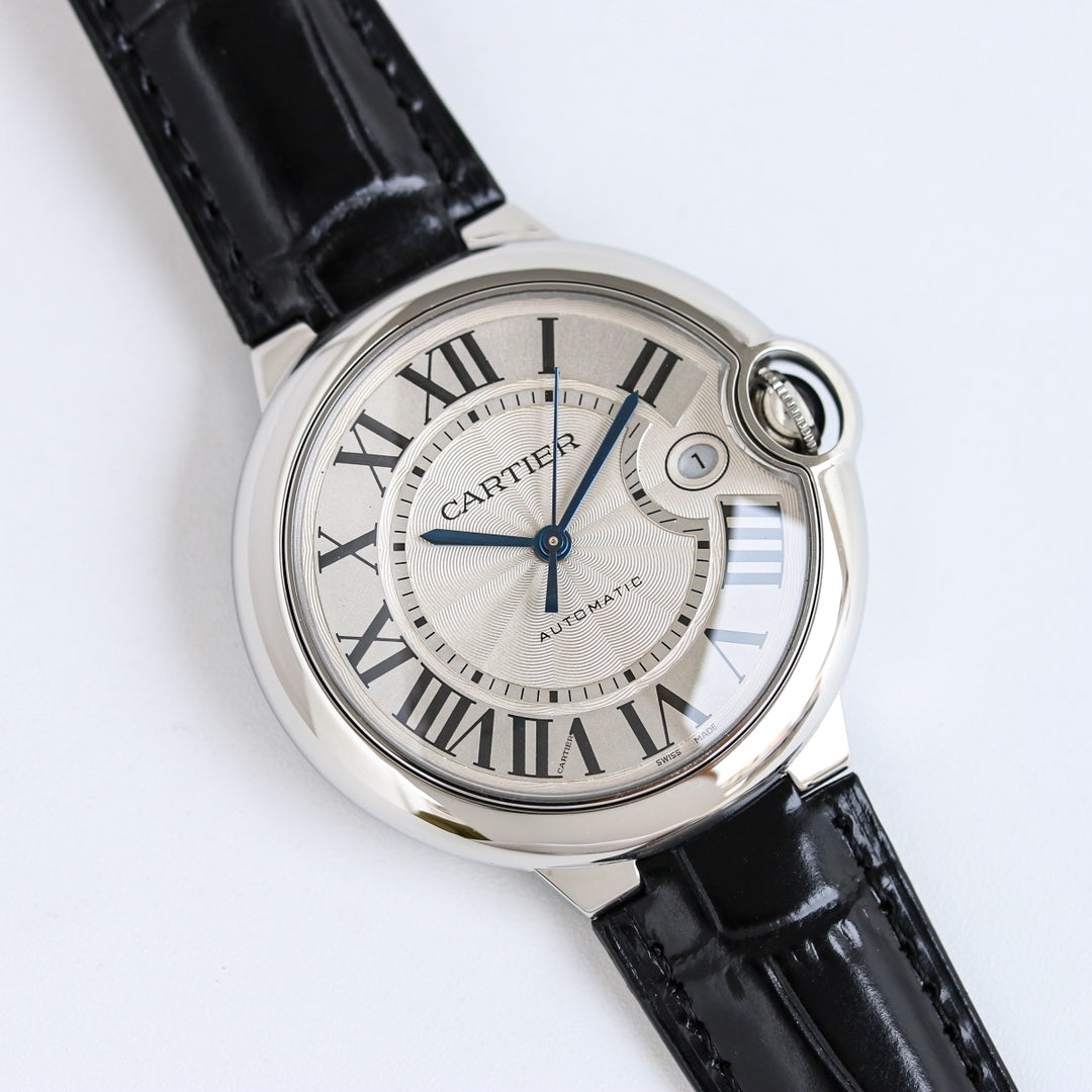 White -White Silver - Black Leather- Automatic - 36/42mm
