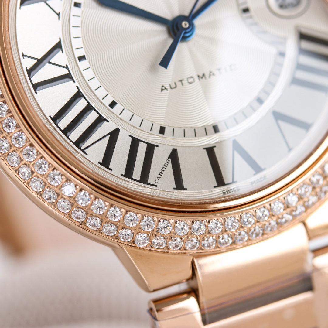Luxury Diamond Bezel -White -Rosegold - 904L Steel- Automatic - 36/42mm