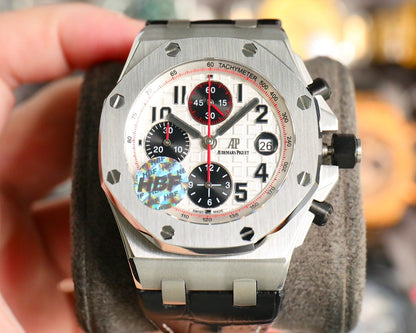 TOP! Panda Face Ceramic Bezel - Black Leather - Automatic - 42mm