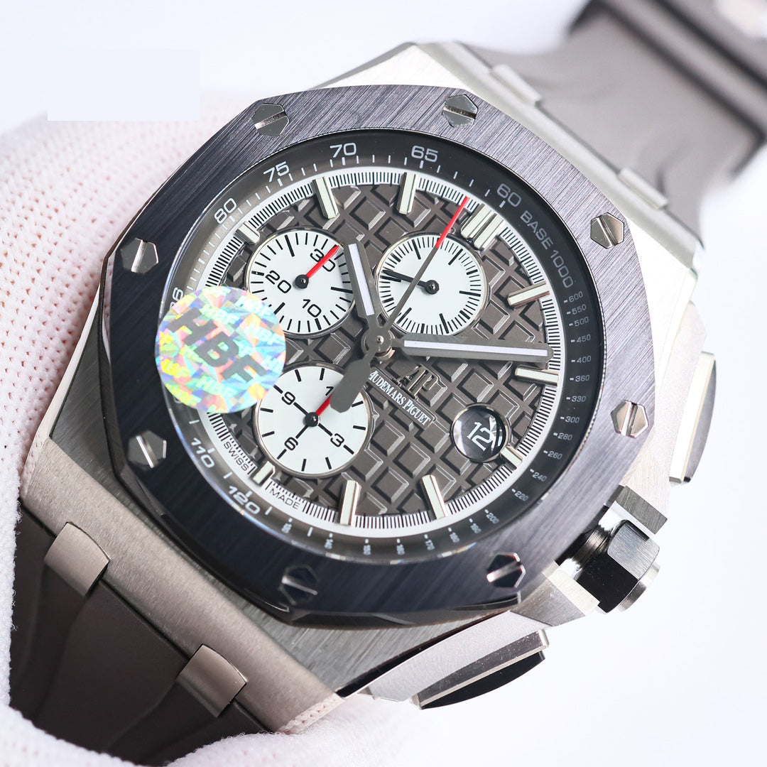 TOP! Grey Ceramic Bezel - Grey Rubber - Automatic - 44mm