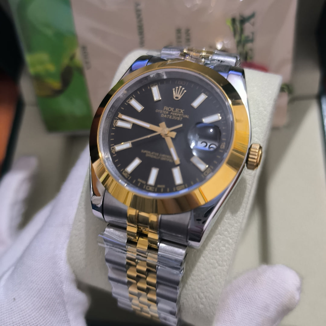 Rolex Oyster Perpetual Datejust 36/41, two-tone steel & yellow gold, black dial