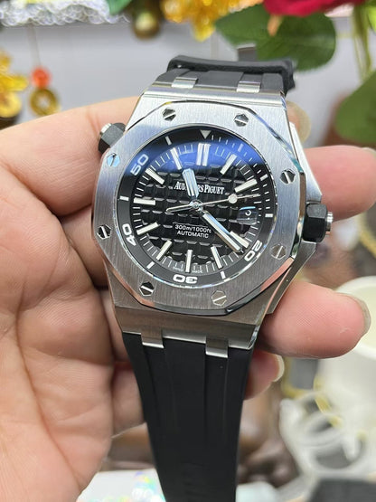 Silver Bezel Ceramic-Black Face -Black Rubber - Automatic - 42mm