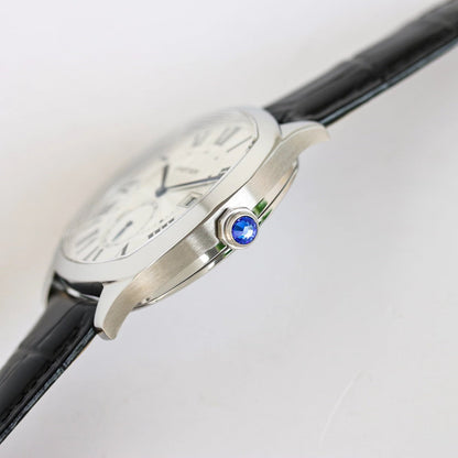 904L Silver -Silver White- Black Leather - Automatic - 40*41mm
