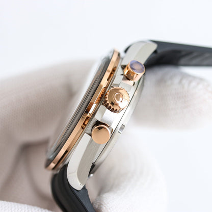 Chronograph -Rosegold- Black Silver - Black Rubber- Automatic - 42mm