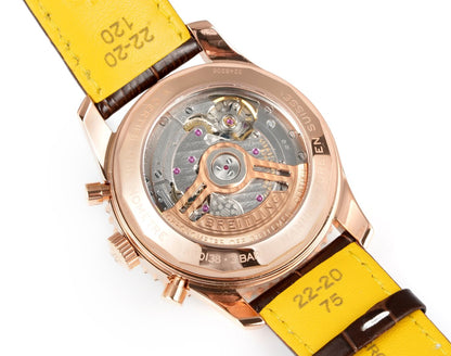 Chronograph - Rosegold - White - N-Timer - Brown Leather - Automatic - 43mm