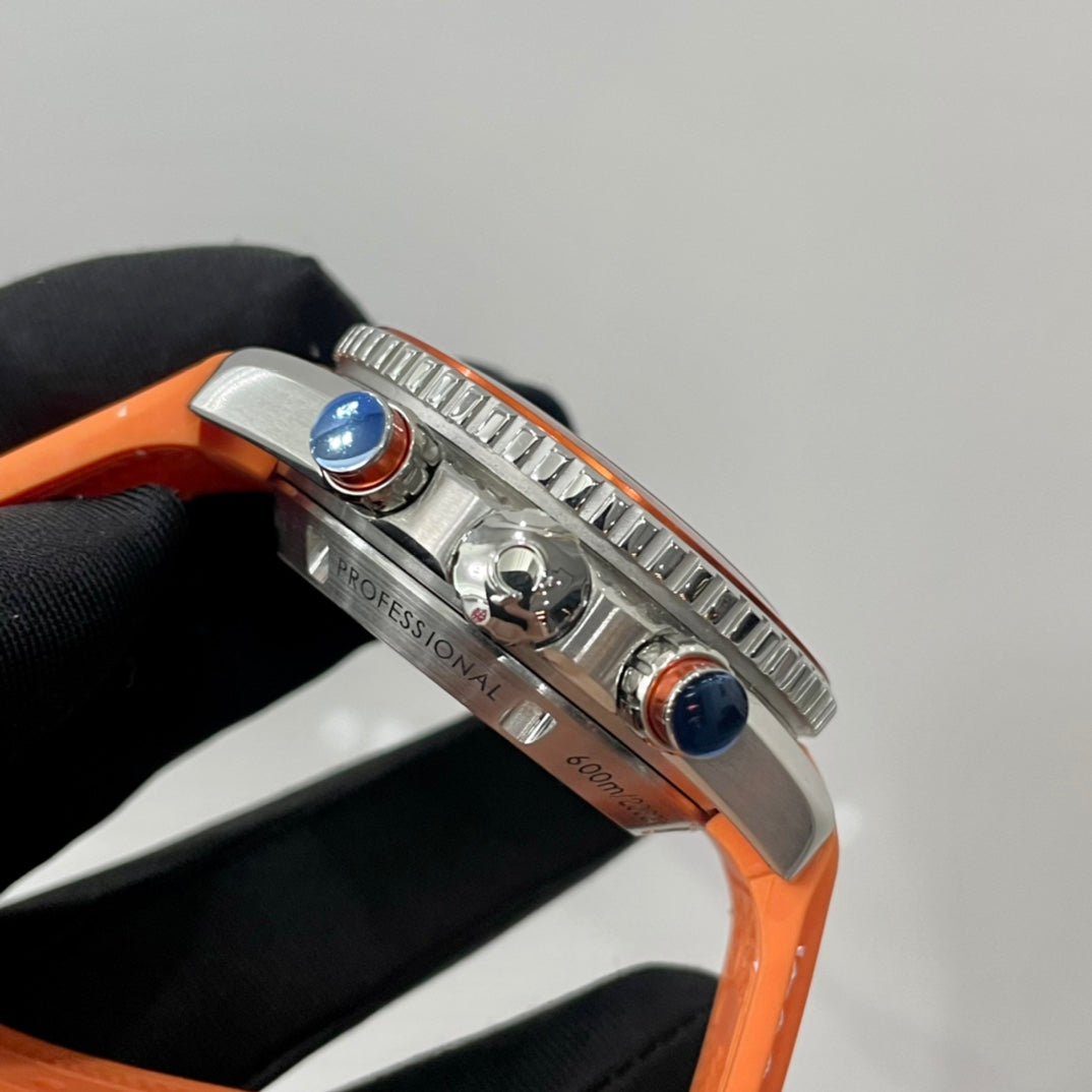 Chronograph - Black -Orange bezel - Orange Leather- Automatic - 45.5mm