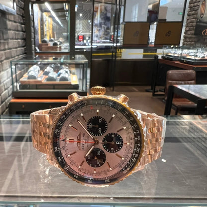 Chronograph -Silver Black- Rosegold 316L Steel - Automatic - 43mm