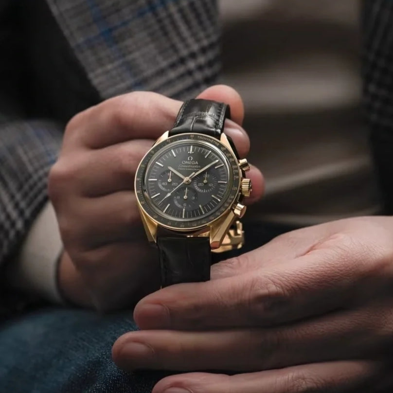 Chronograph -Rosegold- Black - Black Leather- Automatic - 42mm