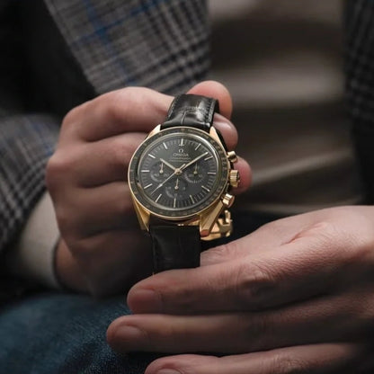 Chronograph -Rosegold- Black - Black Leather- Automatic - 42mm