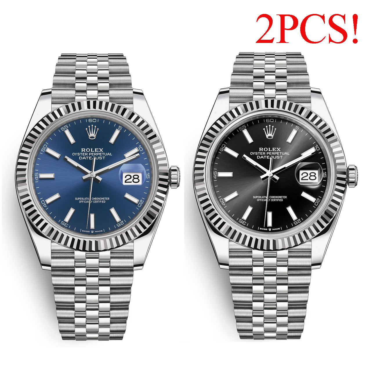 Specials! Amost gone! 2pcs Watches!Rolex Datejust 41 Oystersteel (Blue & Black Dials - Set)