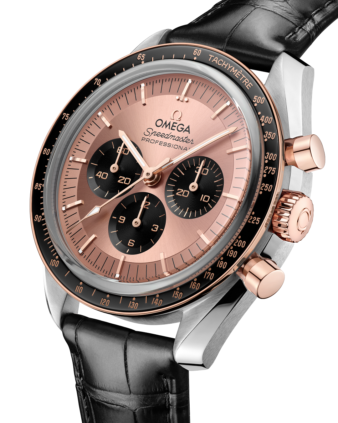 Chronograph -Rosegold- Black Silver - Black Leather- Automatic - 42mm