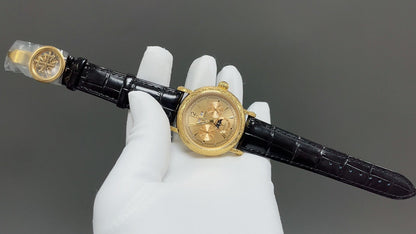 Yellow Gold - Black Leather - Automatic - 42mm