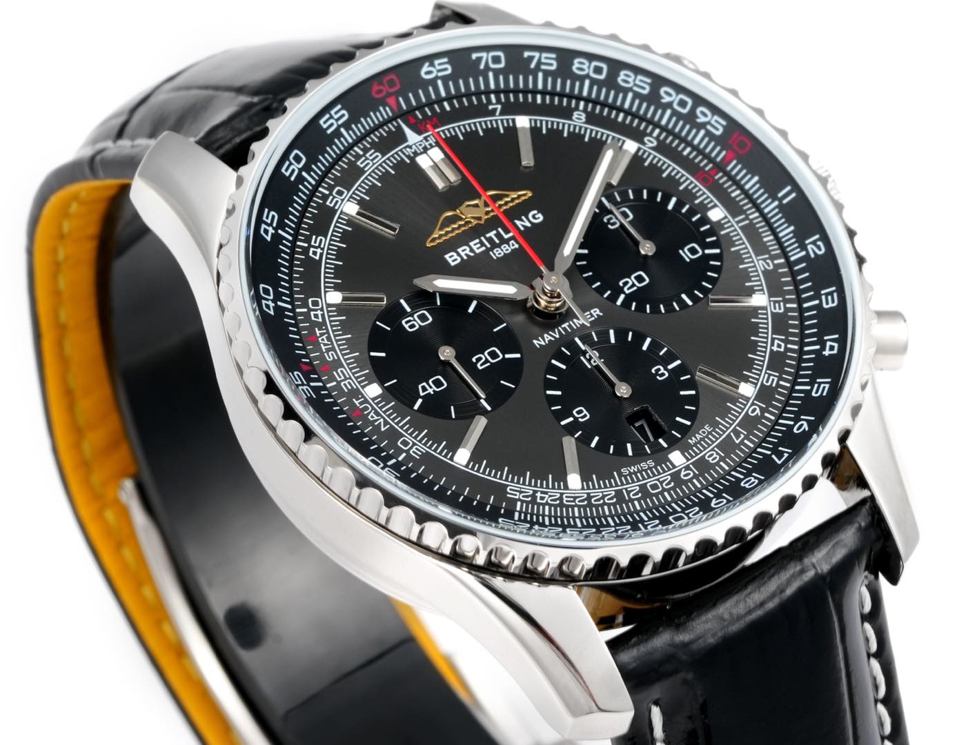 Chronograph - White Ceramic - Grey Black- N-Timer - Brown Leather - Automatic - 43mm