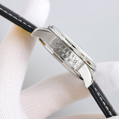 Chronograph - Panda face - Black Leather - Automatic - 42mm