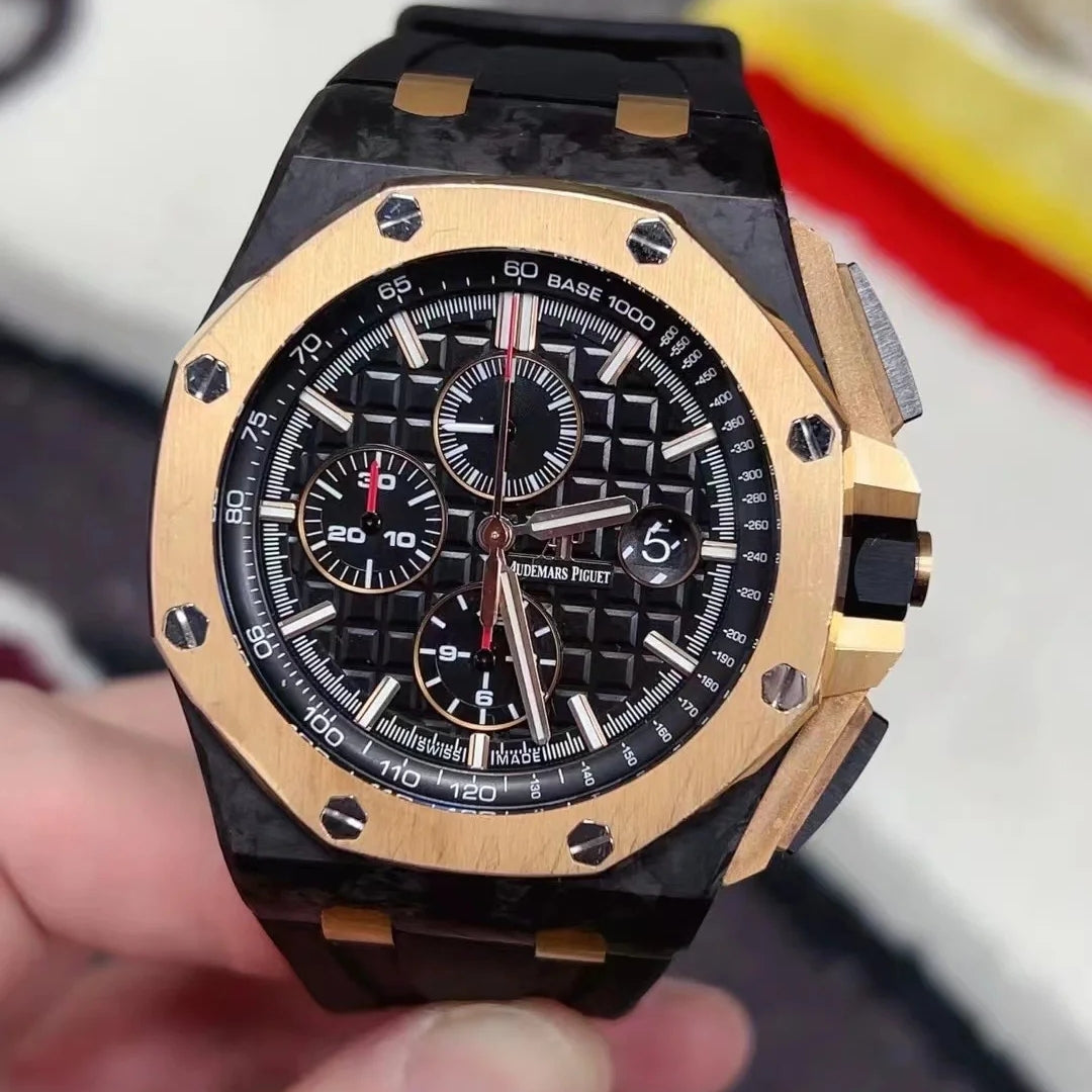 Chronograph-Rosegold Ceramic- Black Rubber - Automatic - 44mm