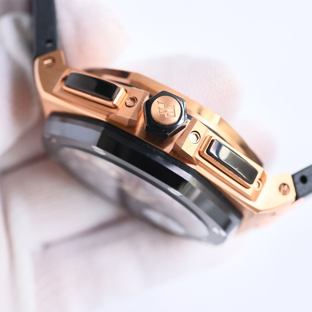 TOP! Yellow Gold Ceramic Bezel - Black Rubber - Automatic - 44mm