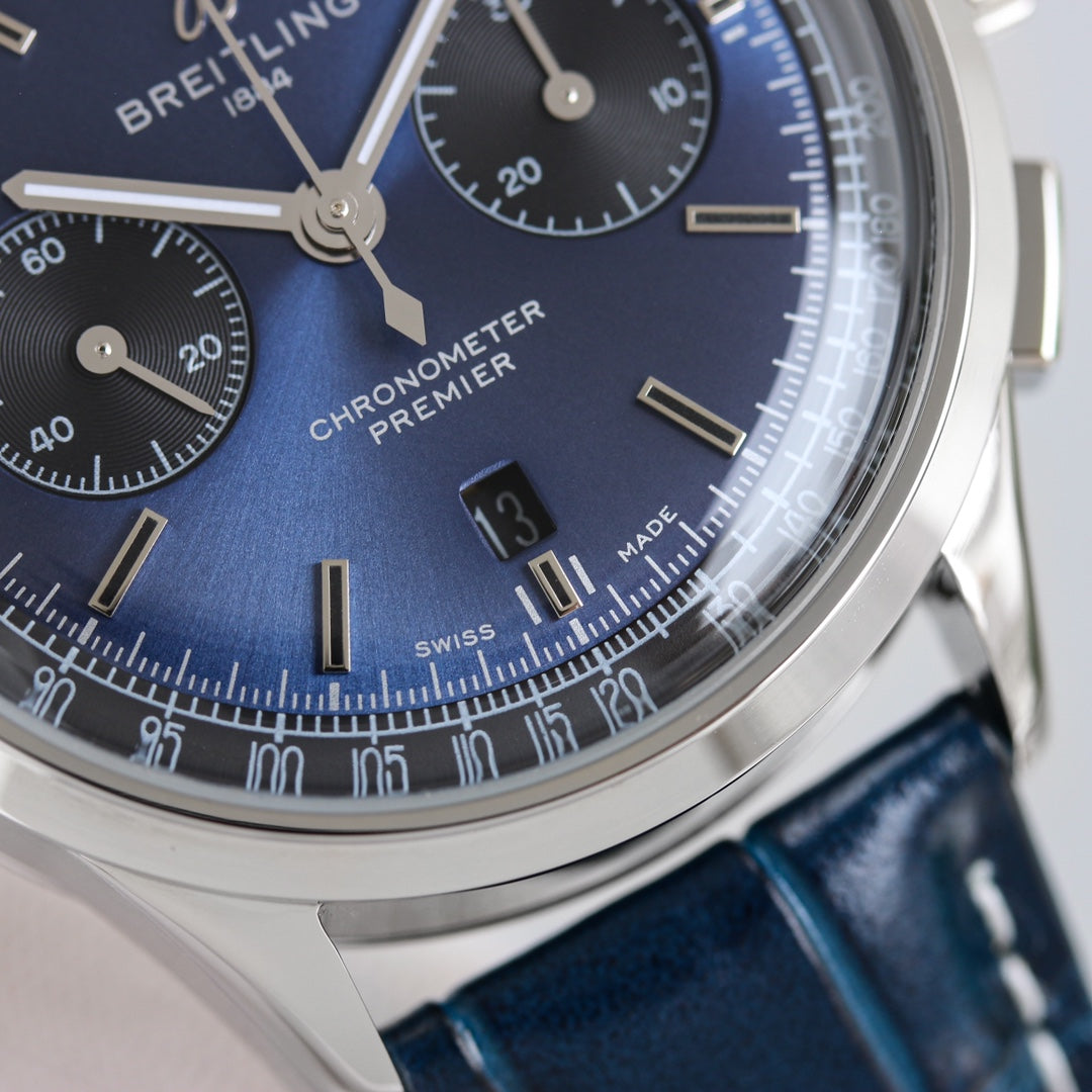 Chronograph - Blue - Blue Leather - Automatic - 42mm
