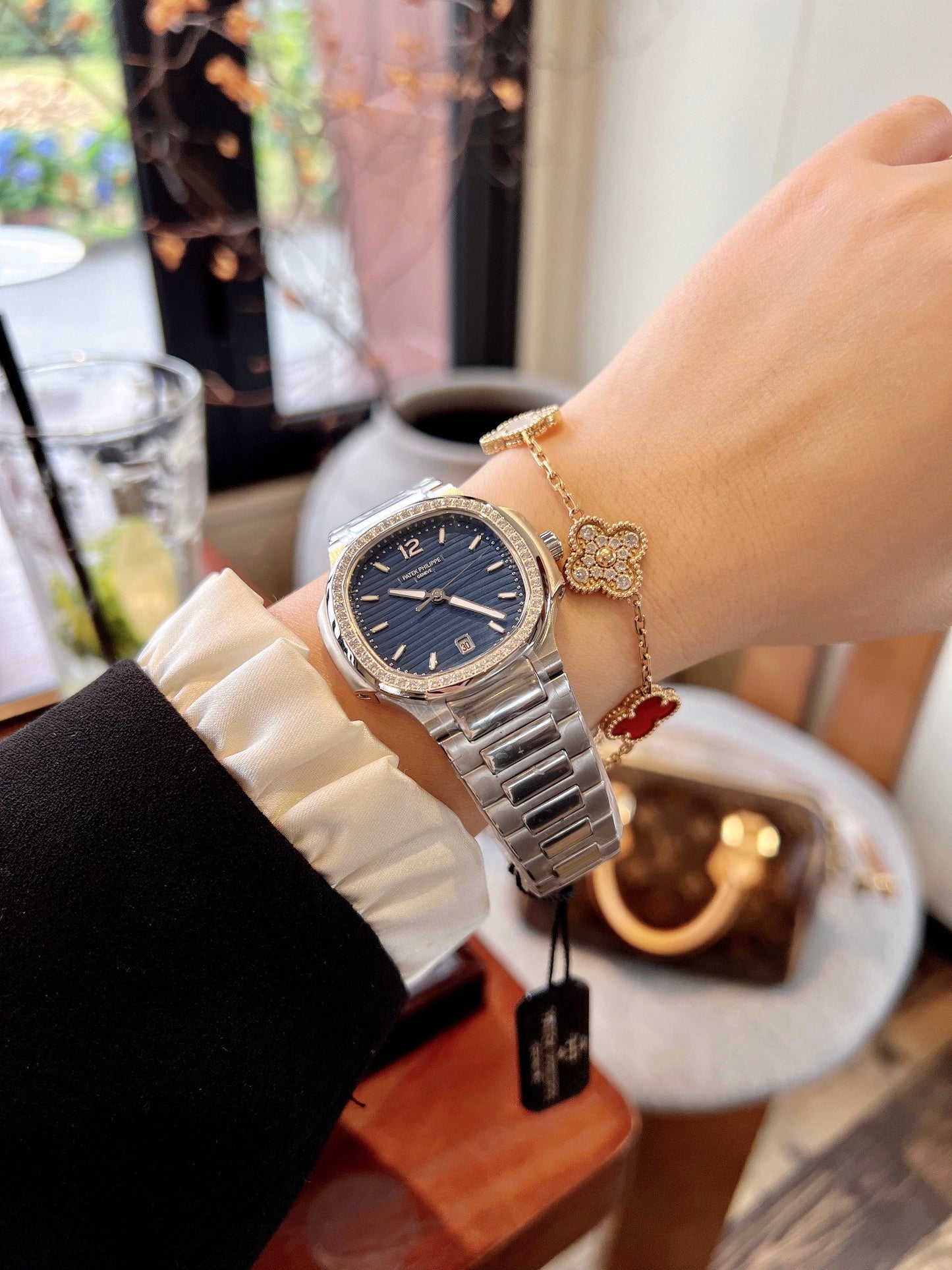 Lady - Blue - Rhinestones Bezel 316L Steel - Quartz - 35mm