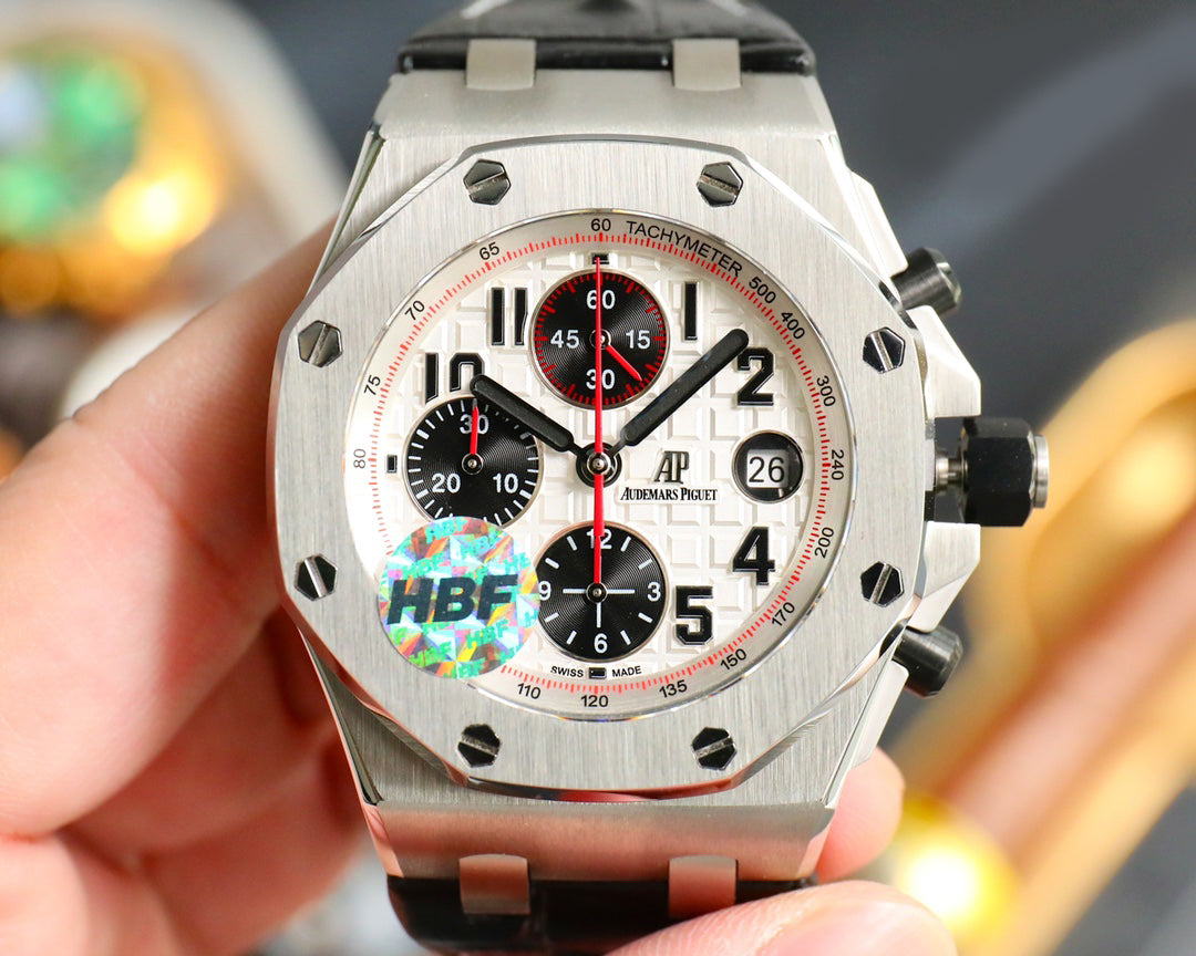 TOP! Panda Face Ceramic Bezel - Black Leather - Automatic - 42mm