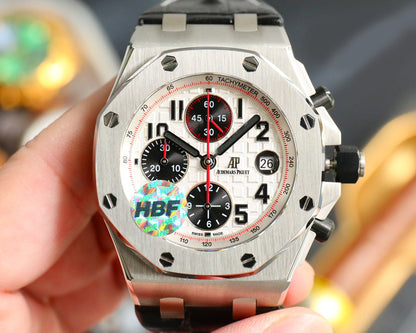 TOP! Panda Face Ceramic Bezel - Black Leather - Automatic - 42mm