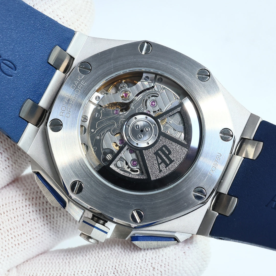 TOP! Blue Silver Ceramic Bezel - Blue Rubber - Automatic - 44mm