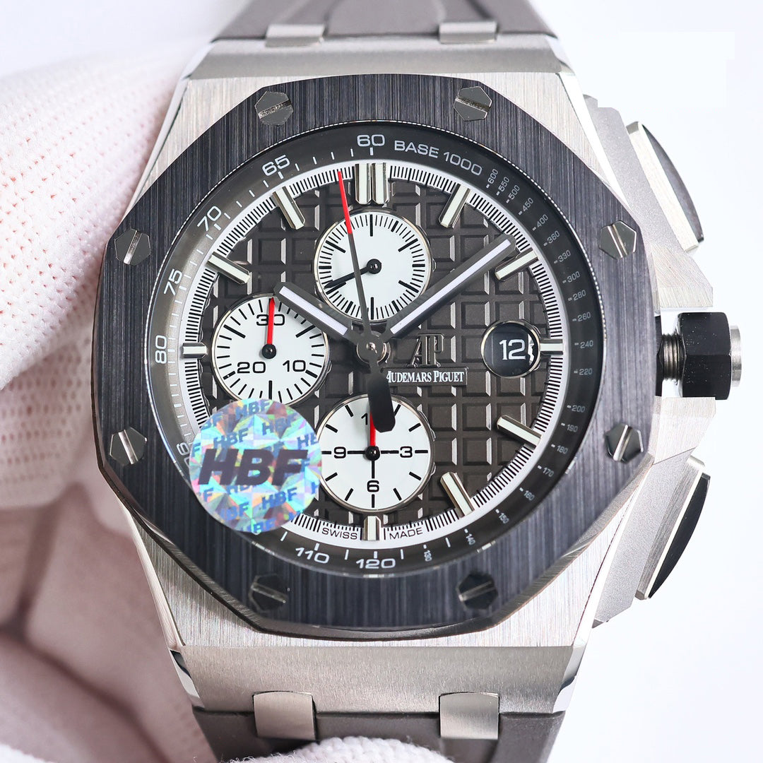 TOP! Grey Ceramic Bezel - Grey Rubber - Automatic - 44mm