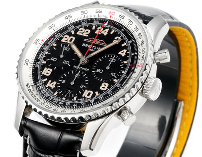 Chronograph - White Ceramic -Black- N-Timer - Black Leather - Automatic - 43mm