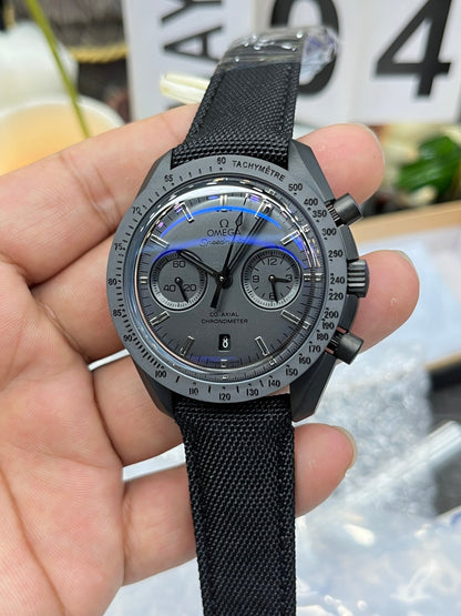 Chronograph -Moon back - Black - Black Leather- Automatic - 44mm