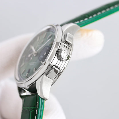 Chronograph -Green Silver - Green Leather - Automatic - 42mm