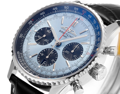 Chronograph - Blue Ceramic - Light Blue N-Timer - Black Leather - Automatic - 43mm