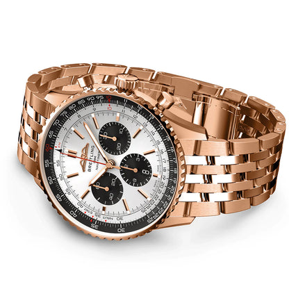 Chronograph -Silver Black- Rosegold 316L Steel - Automatic - 43mm