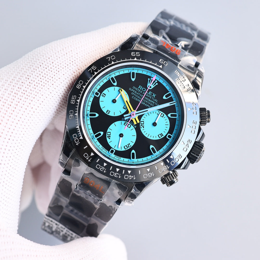Rolex Cosmograph Daytona, colored racing accents (blue, orange, green, yellow etc.)