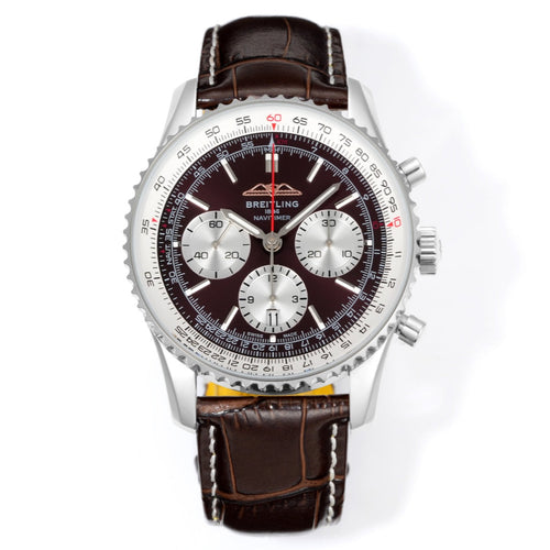 Chronograph - White Ceramic - Brown- N-Timer - Brown Leather - Automatic - 43mm