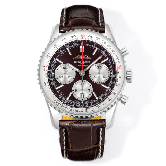 Chronograph - White Ceramic - Brown- N-Timer - Brown Leather - Automatic - 43mm