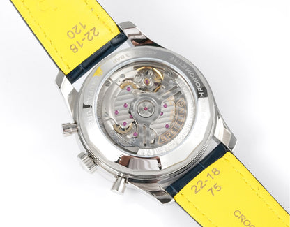 Chronograph - Rhinestone - Sky Face - N-Timer - Black Leather - Automatic - 43mm