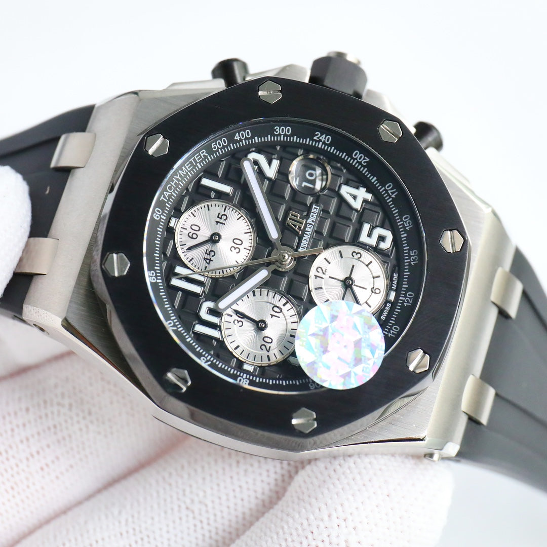 TOP! Black Ceramic Bezel - Black Rubber - Automatic - 44mm