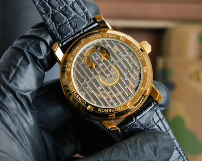 Toubillon -White Yellow - Black Leather - Automatic - 44mm