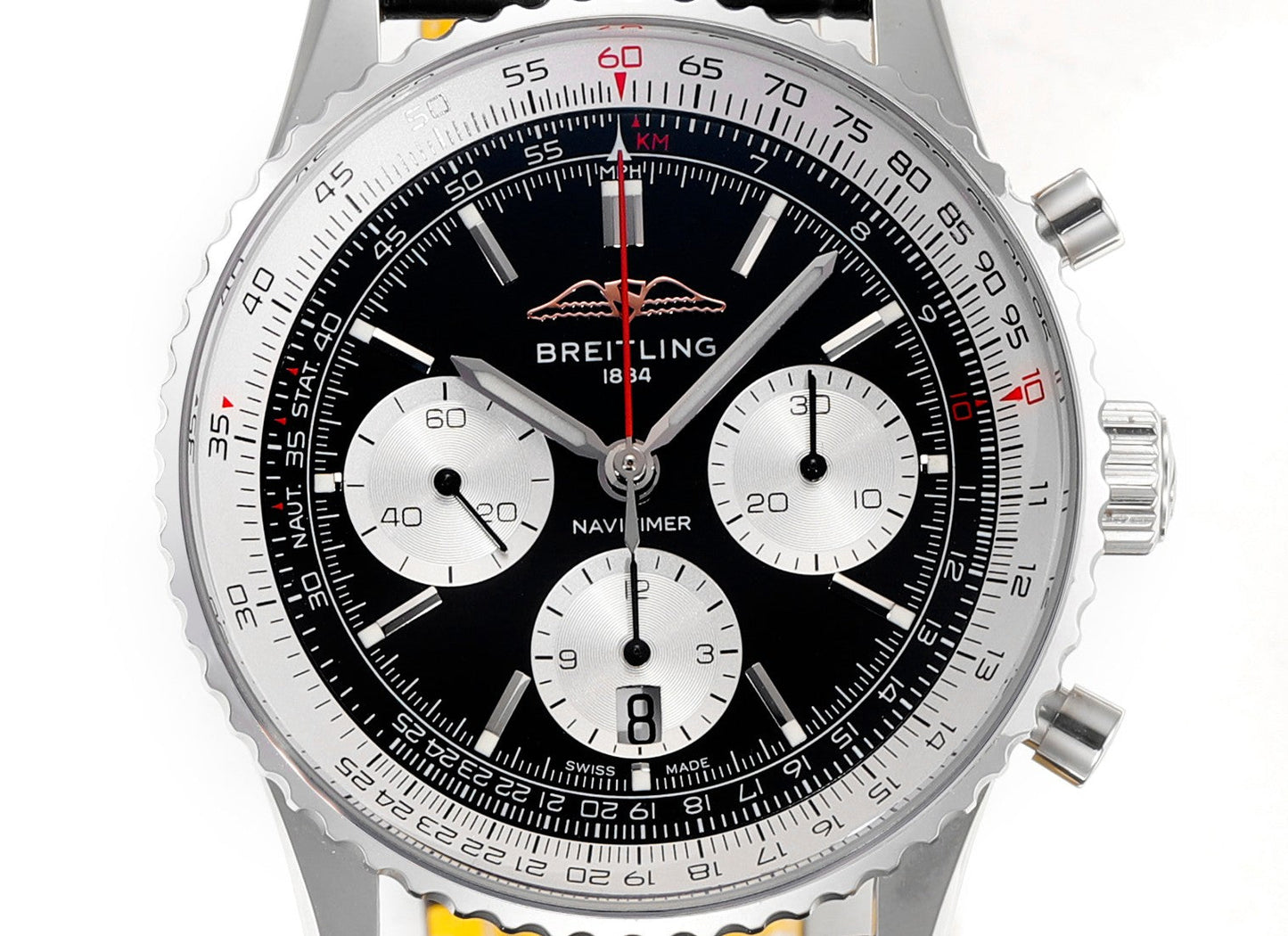Chronograph - White Ceramic - Black N-Timer - Black Leather - Automatic - 43mm