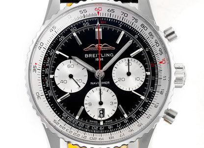 Chronograph - White Ceramic - Black N-Timer - Black Leather - Automatic - 43mm