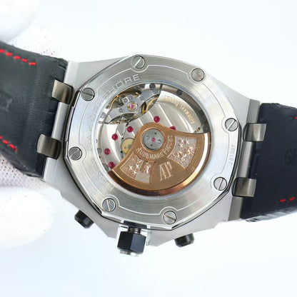 Chronograph-Black Ceramic- Black Red Leather - Automatic - 44mm