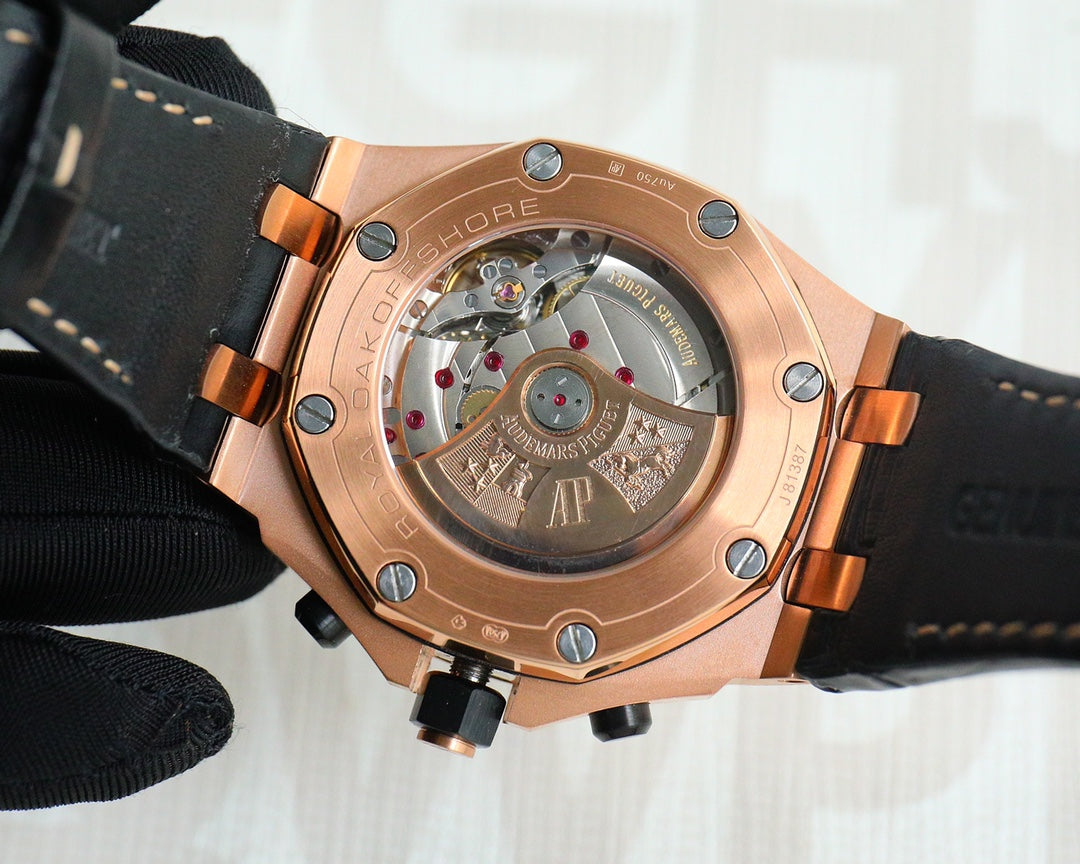 TOP! Rosegold Ceramic Bezel - Black Leather - Automatic - 44mm